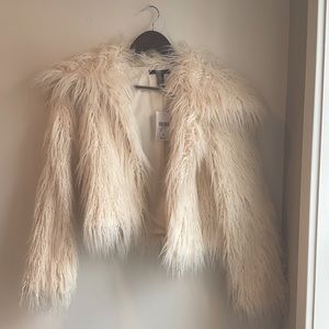 NWT Faux fur cream jacket